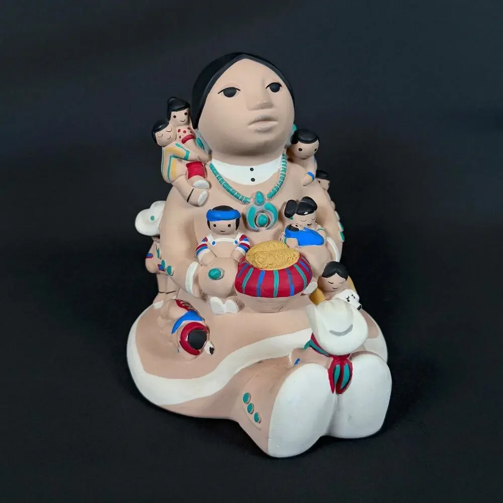 Vintage Cleo Teissedre Signed 1988 Storyteller Figurine Native American Pottery